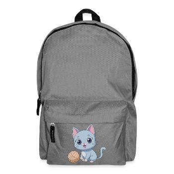 Playful Blue Kitten with Ball of Yarn - Backpack - elephant grey - Front