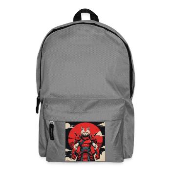 Samurai Cat Warrior - Backpack - elephant grey - Front