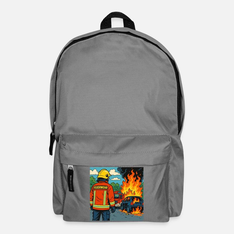 Brandbekämpfer Cartoon Einsatz - Rucksack - Mittelgrau