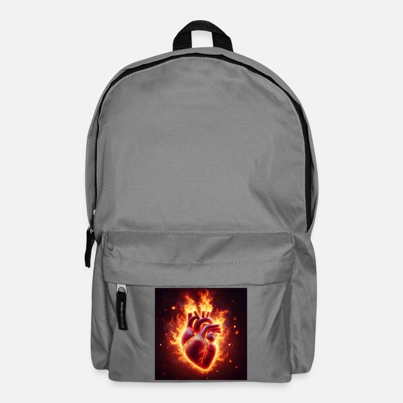 Brennendes Herz Design - Rucksack - Mittelgrau