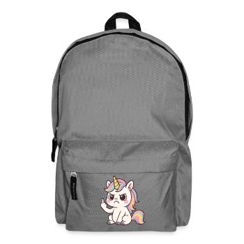 Freches Einhorn mit Mittelfinger – Kawaii Statemen - Rucksack - Mittelgrau - Vorne