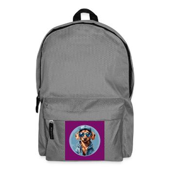Dachshund Dachshund with Sunglasses and Hoodie - Backpack - elephant grey - Front