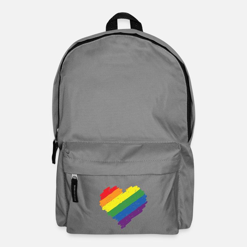 Regenbogen Herz Pride Flagge Farben LGBTQ+ Grunge - Rucksack - Mittelgrau