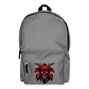 Menpō Maske – Rot Schwarz Samurai Stil - Rucksack - Mittelgrau - Vorne