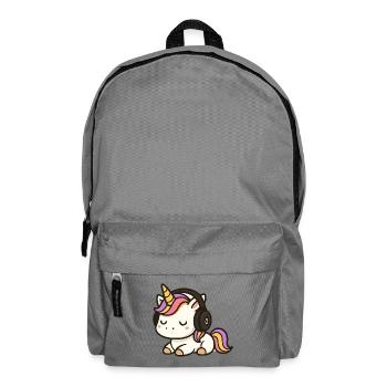 Niedlicher Einhorn-Cartoon mit schlafenden Kopfhörern - Rucksack - Mittelgrau - Vorne