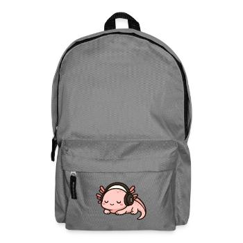 Niedlicher Axolotl Cartoon Schlaft mit Kopfhörern - Rucksack - Mittelgrau - Vorne
