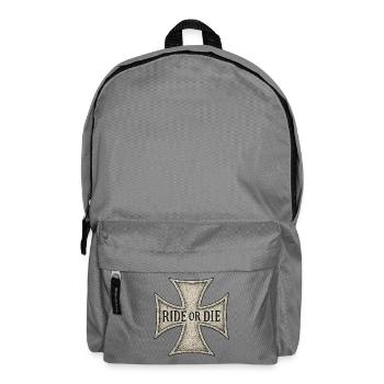 Croix de Malte gravée RIDE OR DIE - Sac à dos - gris éléphant - Devant