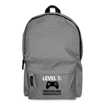Gamer | Level 1: Einschulung Freigeschaltet - Rucksack - Mittelgrau - Vorne