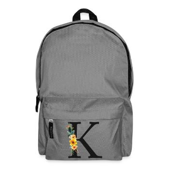 K Monogram, Floral, Personalizable - Backpack - elephant grey - Front