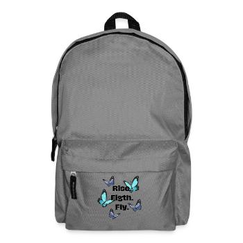 Steigen. Kämpfen. Fliege - Schmetterling - Rucksack - Mittelgrau - Vorne