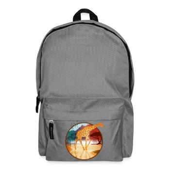 Giraffe in wide African savannah landscape - Backpack - elephant grey - Front