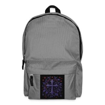 Lavender Gothic Cross Floral Design - Backpack - elephant grey - Front