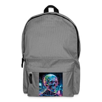 Crâne cyberpunk avec citations sur la technologie - Sac à dos - gris éléphant - Devant