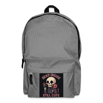 Skull with cat and rose motif - Backpack - elephant grey - Front