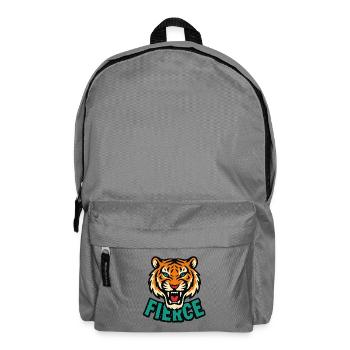 Wilder Tiger Grafik T-Shirt - Rucksack - Mittelgrau - Vorne