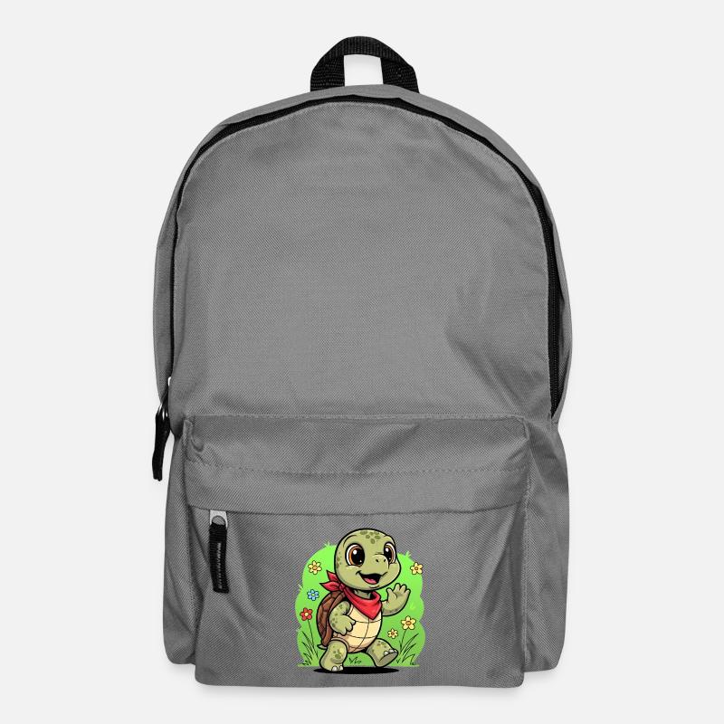 Niedlicher Schildkröte mit Rucksack und Blumen - Rucksack - Mittelgrau