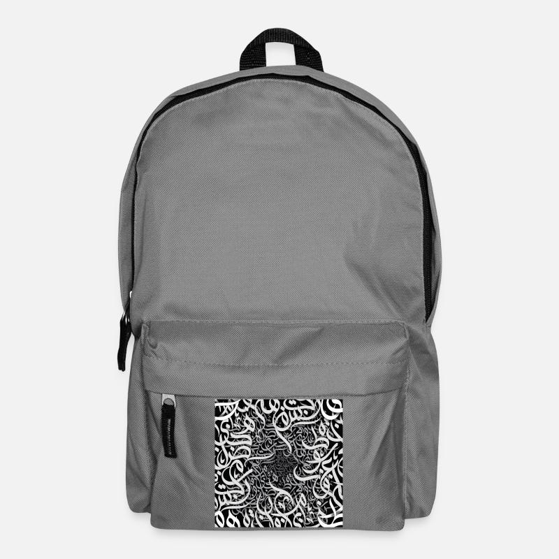Black and white arabic letters حروفيات أبيض وأسود  - Backpack - elephant grey