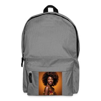 Fröhliche bunte Afro-Frau - Rucksack - Mittelgrau - Vorne
