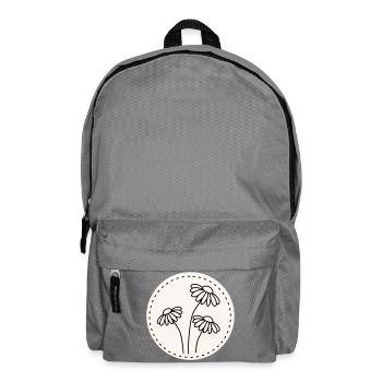 Daisy Line Art – Floral Motif Circle - Backpack - elephant grey - Front