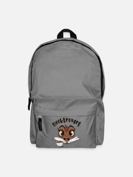 Booktrovert Eule mit Buch und Kaffee - Rucksack - Mittelgrau