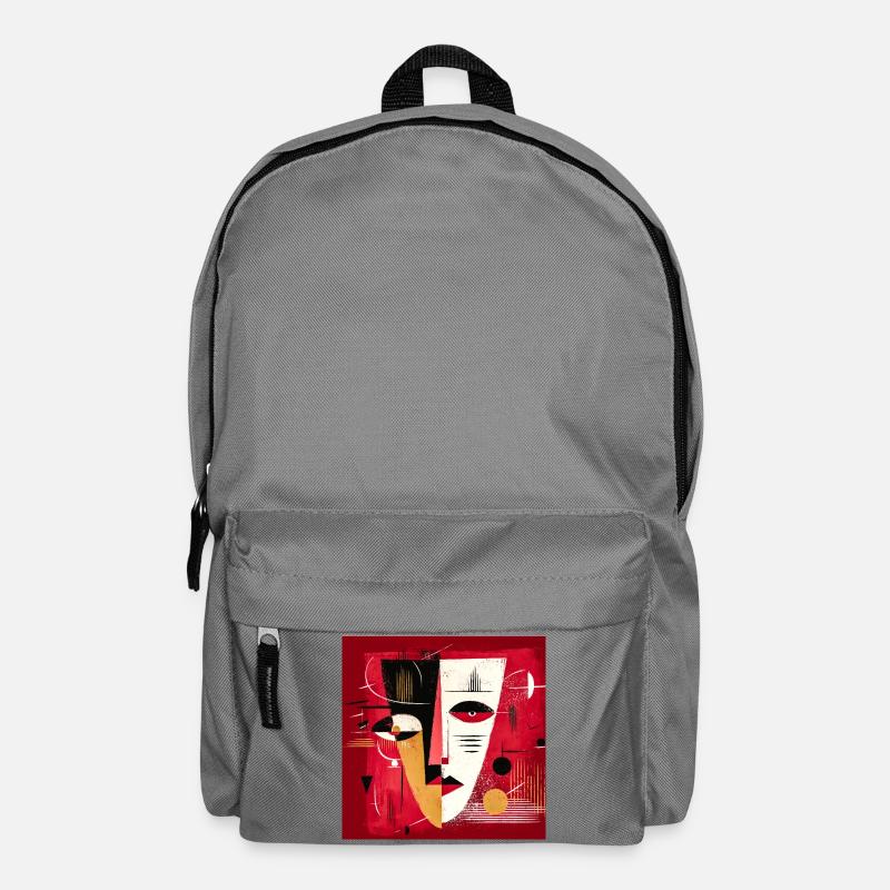Modern Abstract Portrait in Red and Black - Backpack - elephant grey