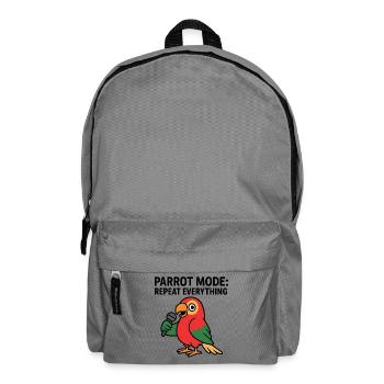 Lebendiger Papagei mit Mikrofon-Illustration - Rucksack - Mittelgrau - Vorne