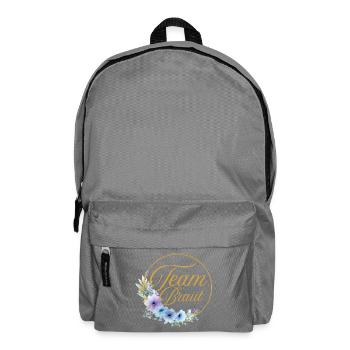 Team Braut! Kreis, Floral, Blau, Lila, Gold - Rucksack - Mittelgrau - Vorne