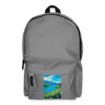 Azurblauer Lake Vista mit Wildblumen - Rucksack - Mittelgrau - Vorne