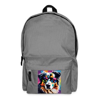 Australian Shepherd bunt Aussi - Rucksack - Mittelgrau - Vorne