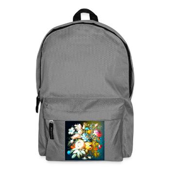 Blumenstrauß Stillleben auf dunkel alter Stil - Rucksack - Mittelgrau - Vorne