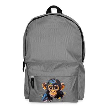 Expressive baby monkey portrait art design - Backpack - elephant grey - Front