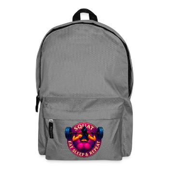 In die Hocke gehen, essen, schlafen & wiederholen! - Rucksack - Mittelgrau - Vorne