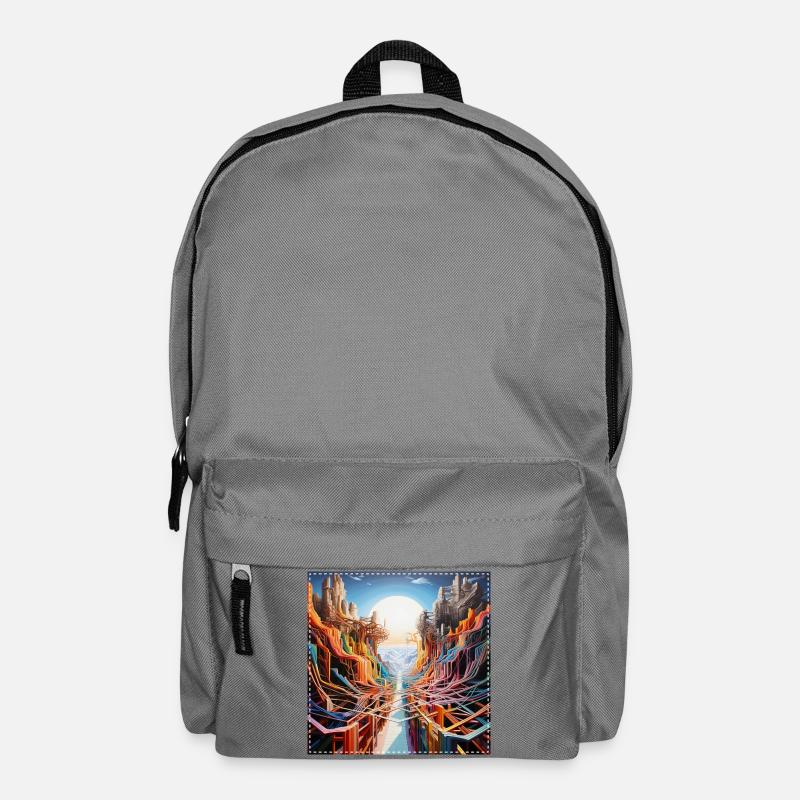 Futuristic landscape with colorful paths surreal - Backpack - elephant grey