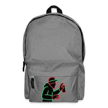 Neon Graffiti Sprayer Silhouette - Rucksack - Mittelgrau - Vorne