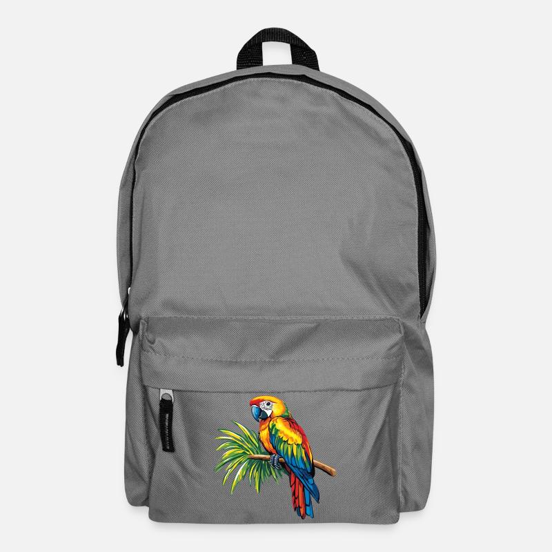 Bunter Papagei auf Zweig - Rucksack - Mittelgrau
