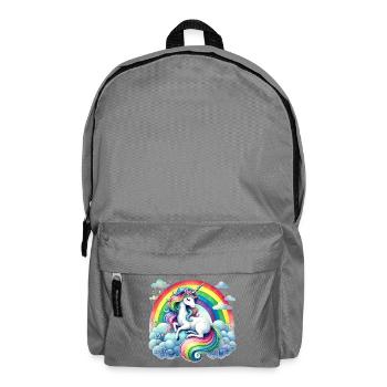 Rainbow Unicorn on Clouds - Backpack - elephant grey - Front