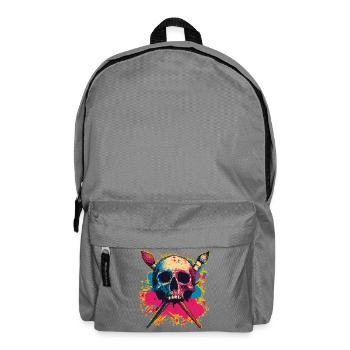 Skull and crossed brushes - Backpack - elephant grey - Front