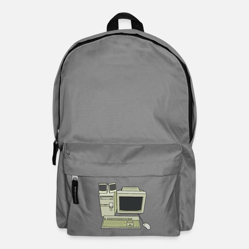 Retro Computer Desk Einrichtung - Rucksack - Mittelgrau