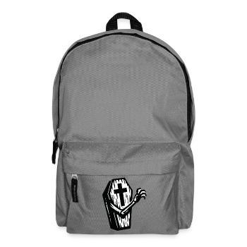 Halloween Coffin | Cross coffin with bone hand - Backpack - elephant grey - Front