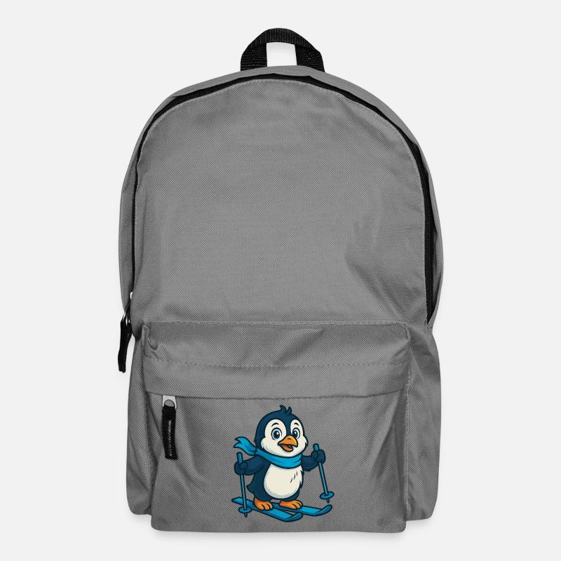 Pinguin auf Skiern mit Schal - Rucksack - Mittelgrau