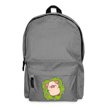 Glücklich blühendes Schwein auf der Wiese - Rucksack - Mittelgrau - Vorne
