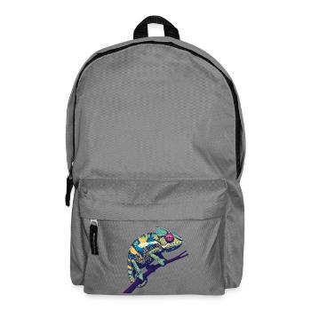 Pop Art Chamäleon – Buntes Tiermotiv - Rucksack - Mittelgrau - Vorne