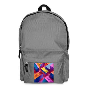 Neon 3D Blöcke bunt mit glänzendem Effekt - Rucksack - Mittelgrau - Vorne