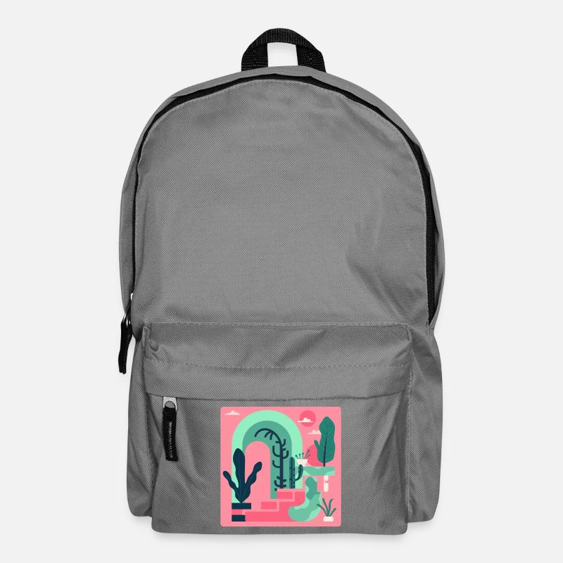 Abstrakte Gartenlandschaft in Pink Retro‑Stil - Rucksack - Mittelgrau