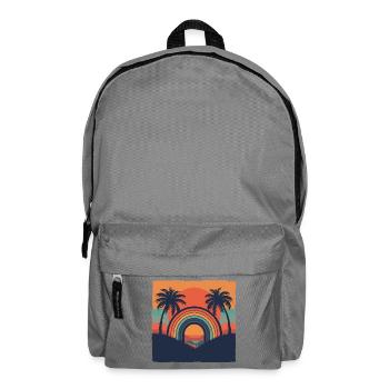 Retro Sunset with Rainbow & Palm Trees - Backpack - elephant grey - Front