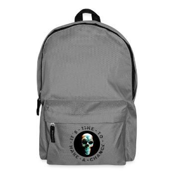 Néon demi-teintes tête de mort, Halloween, Rock, Motard - Sac à dos - gris éléphant - Devant