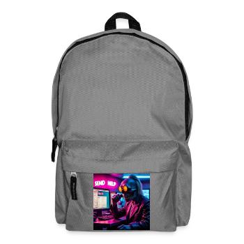 Cyberpunk Neon-Skull Hacker Send Help Design - Rucksack - Mittelgrau - Vorne