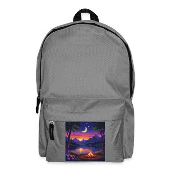 Moonlit Night at Mountain Lake Campfire - Backpack - elephant grey - Front