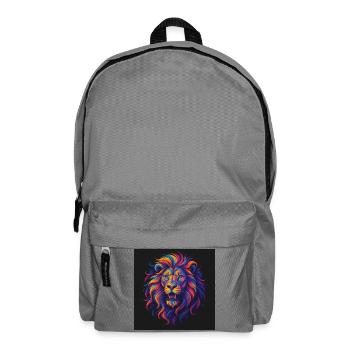 Neonfarben Löwenkopf Kunstwerk - Rucksack - Mittelgrau - Vorne