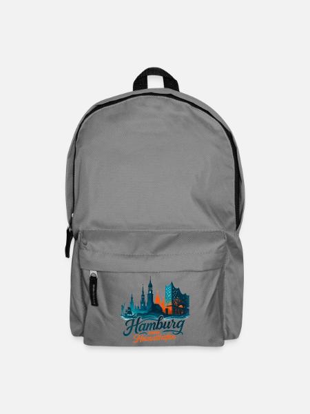 Hamburg Heimathafen Silhouette Geschenk maritim - Rucksack - Mittelgrau